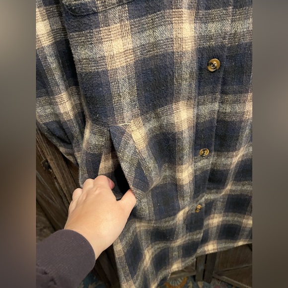Long Plaid Button Down Shacket - Picture 4 of 7